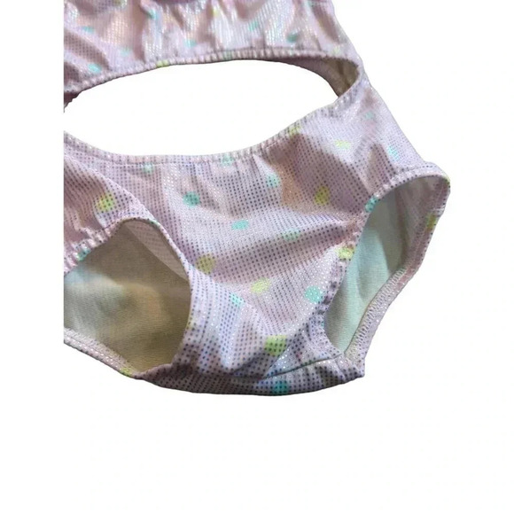 Vintage 90s Croissant Toddler Girl One Piece Swimsuit 24 Months Pink Silver - Picture 4 of 8